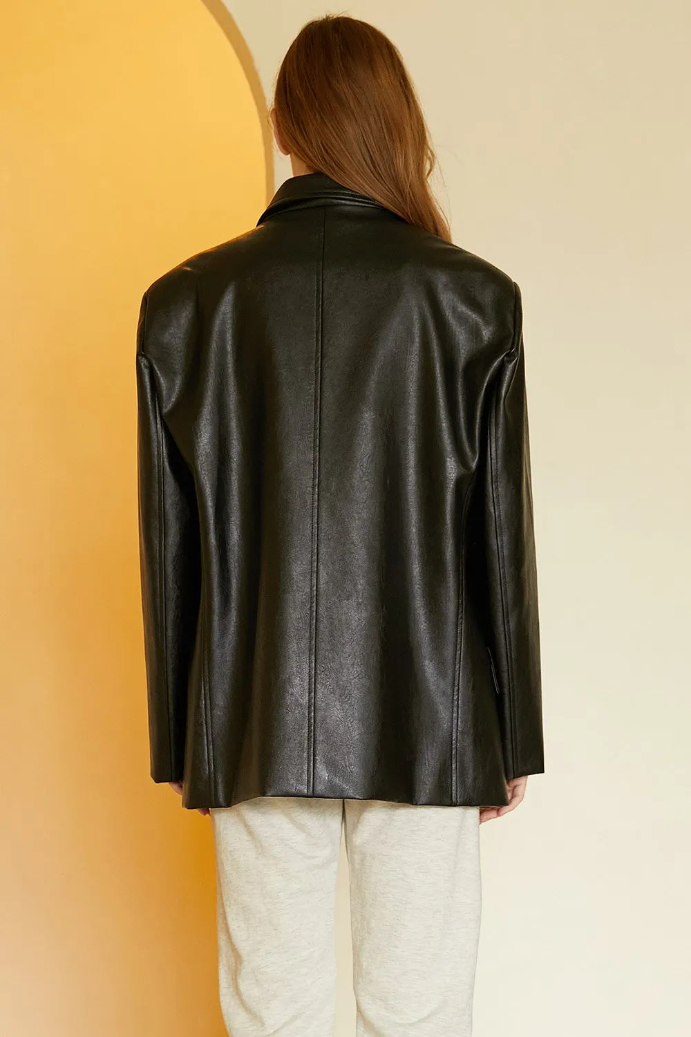 Joan Faux Leather Oversized Blazer