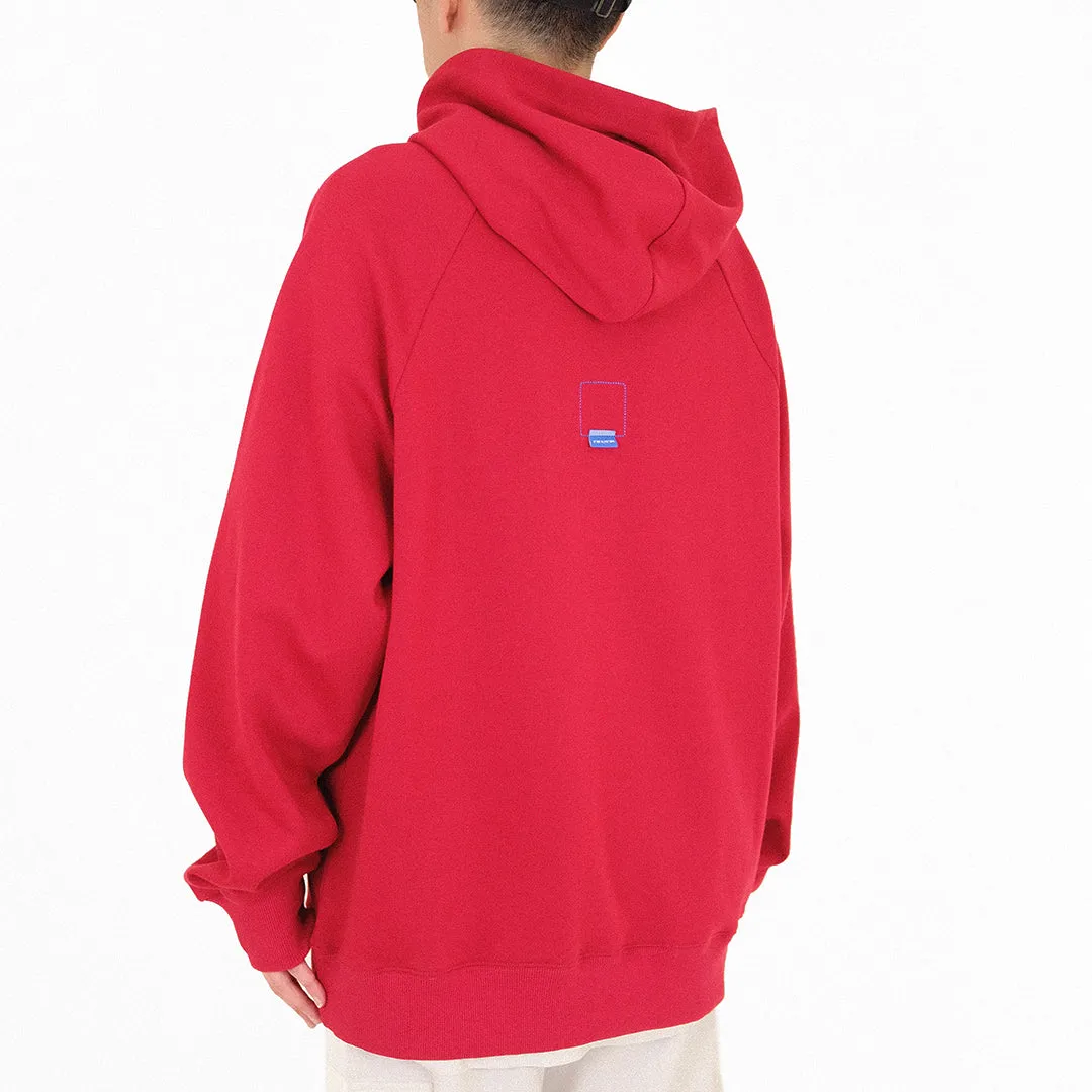 Men Printed Oversized Hoodie - Dark Red - SM2311168B