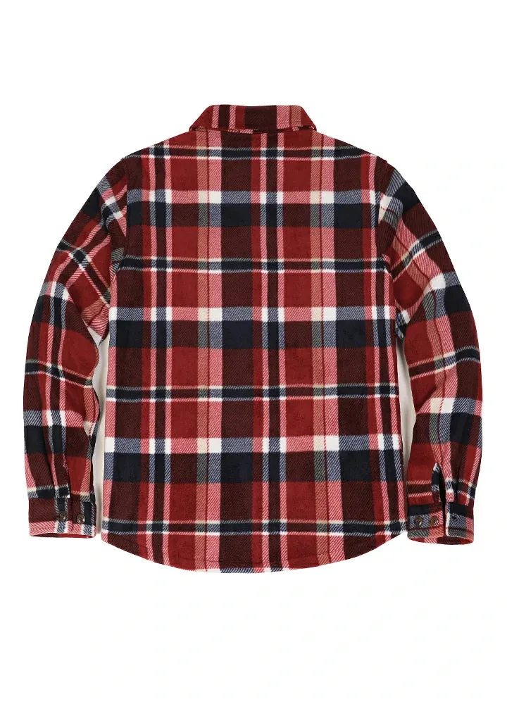 Men's Sherpa Fleece Lined Shacket,Button Down Plaid