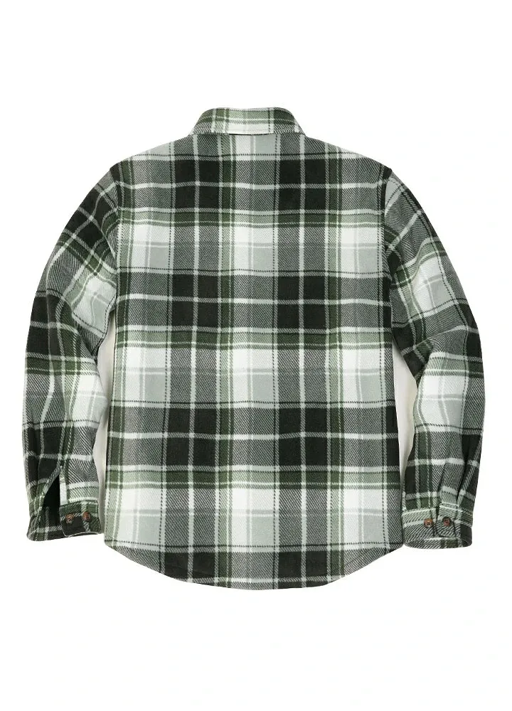 Men's Sherpa Fleece Lined Shacket,Button Down Plaid