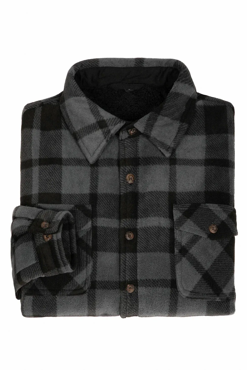 Men's Sherpa Fleece Lined Shacket,Button Down Plaid