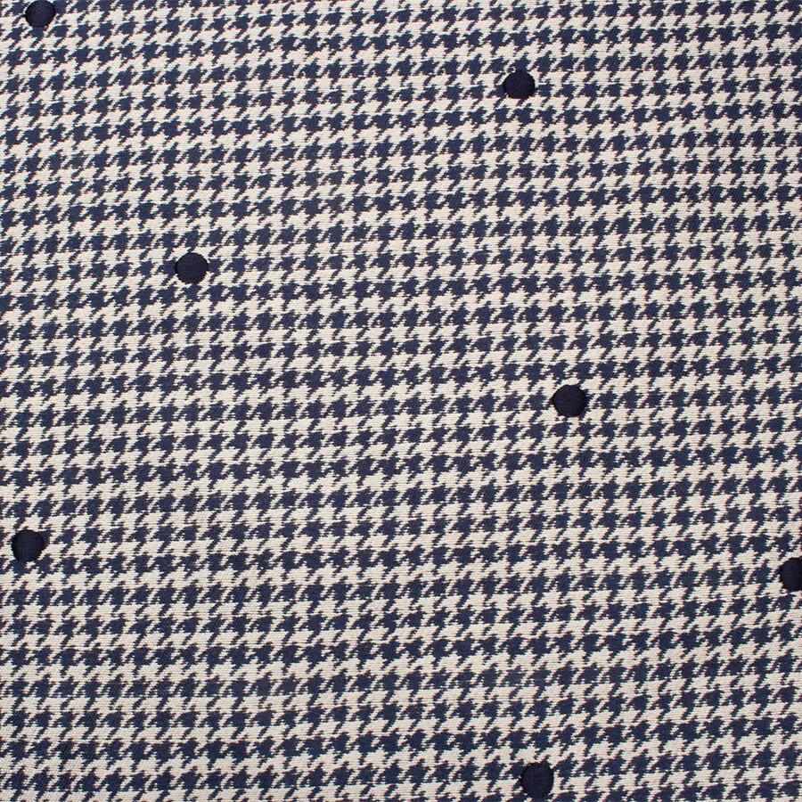 Navy Blue & Ivory Houndstooth Mikado