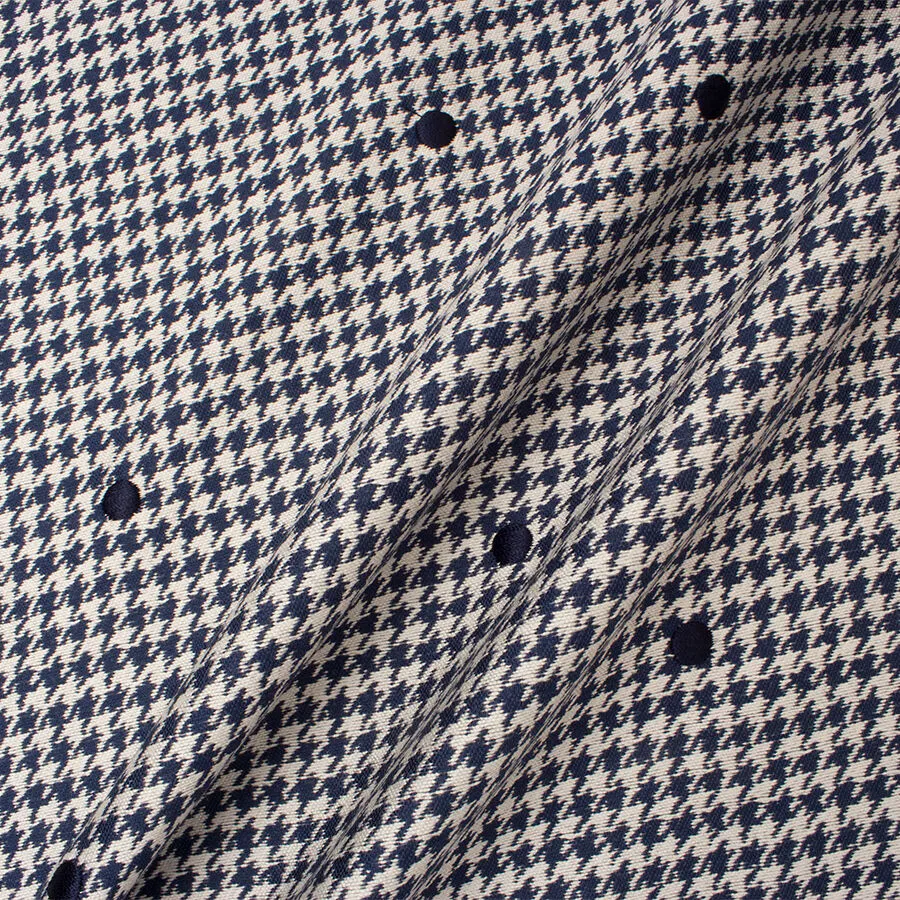 Navy Blue & Ivory Houndstooth Mikado