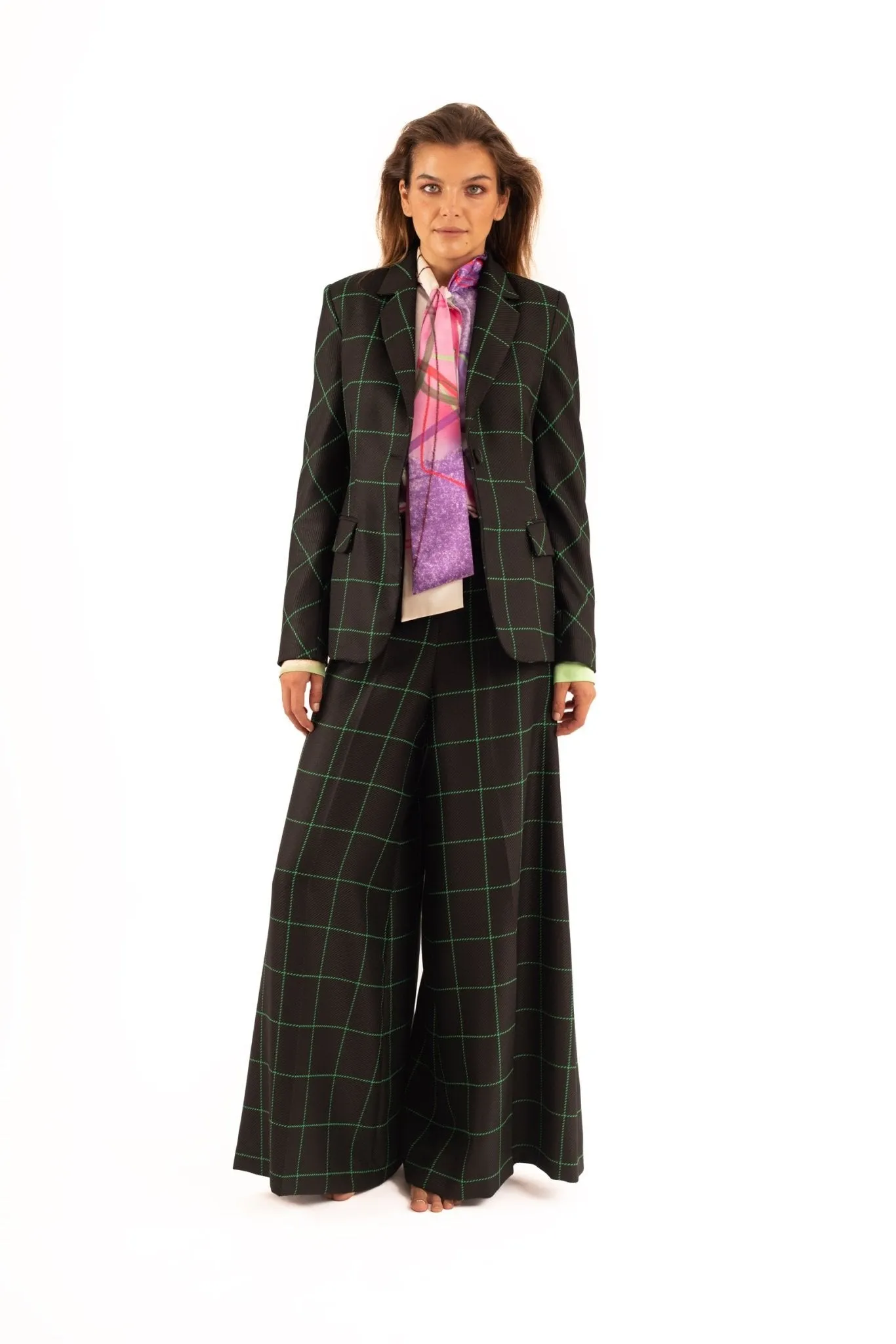 Plaid Wide Leg Pantalon Pants - NOPIN