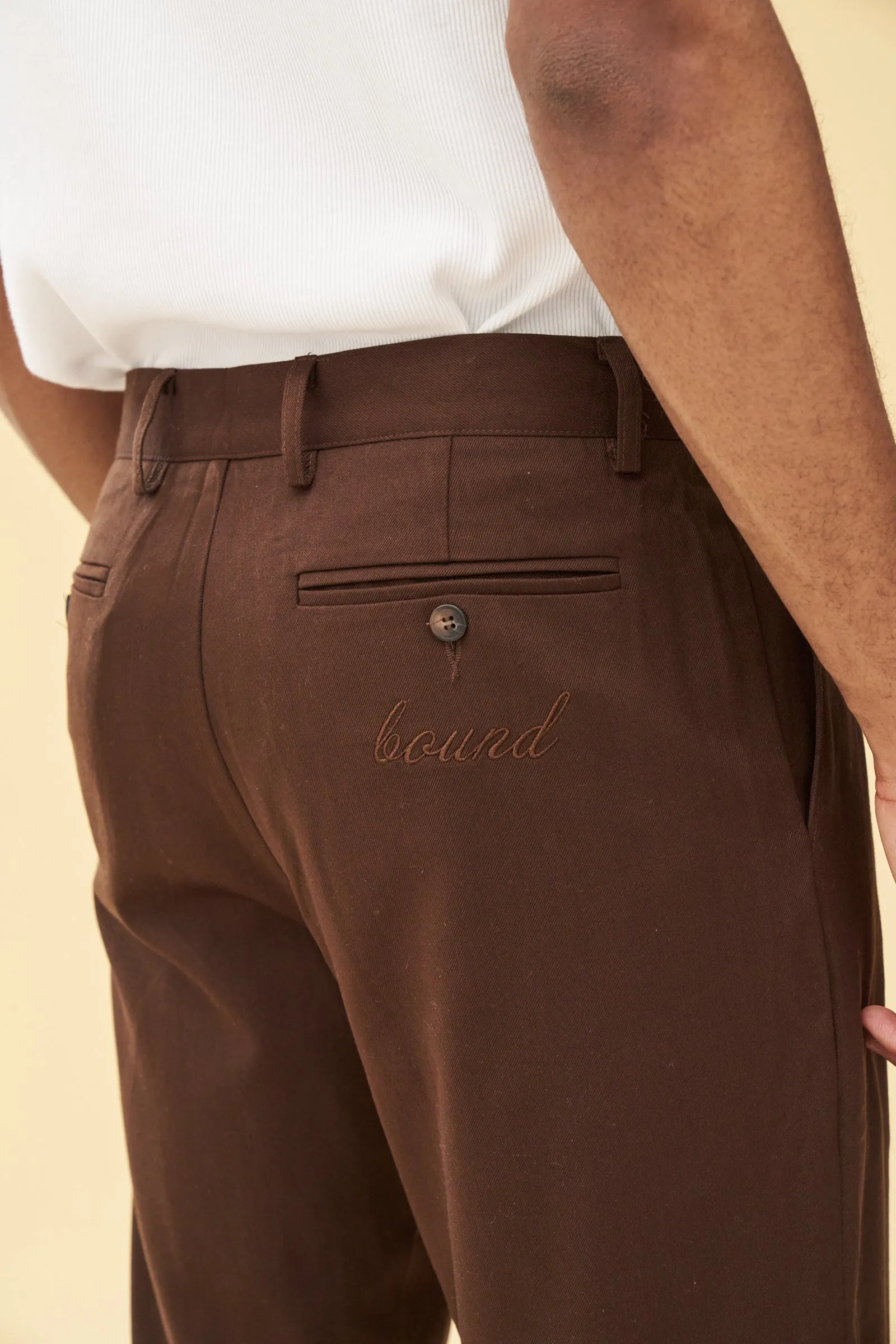 PLEATED SMART TROUSERS - BROWN