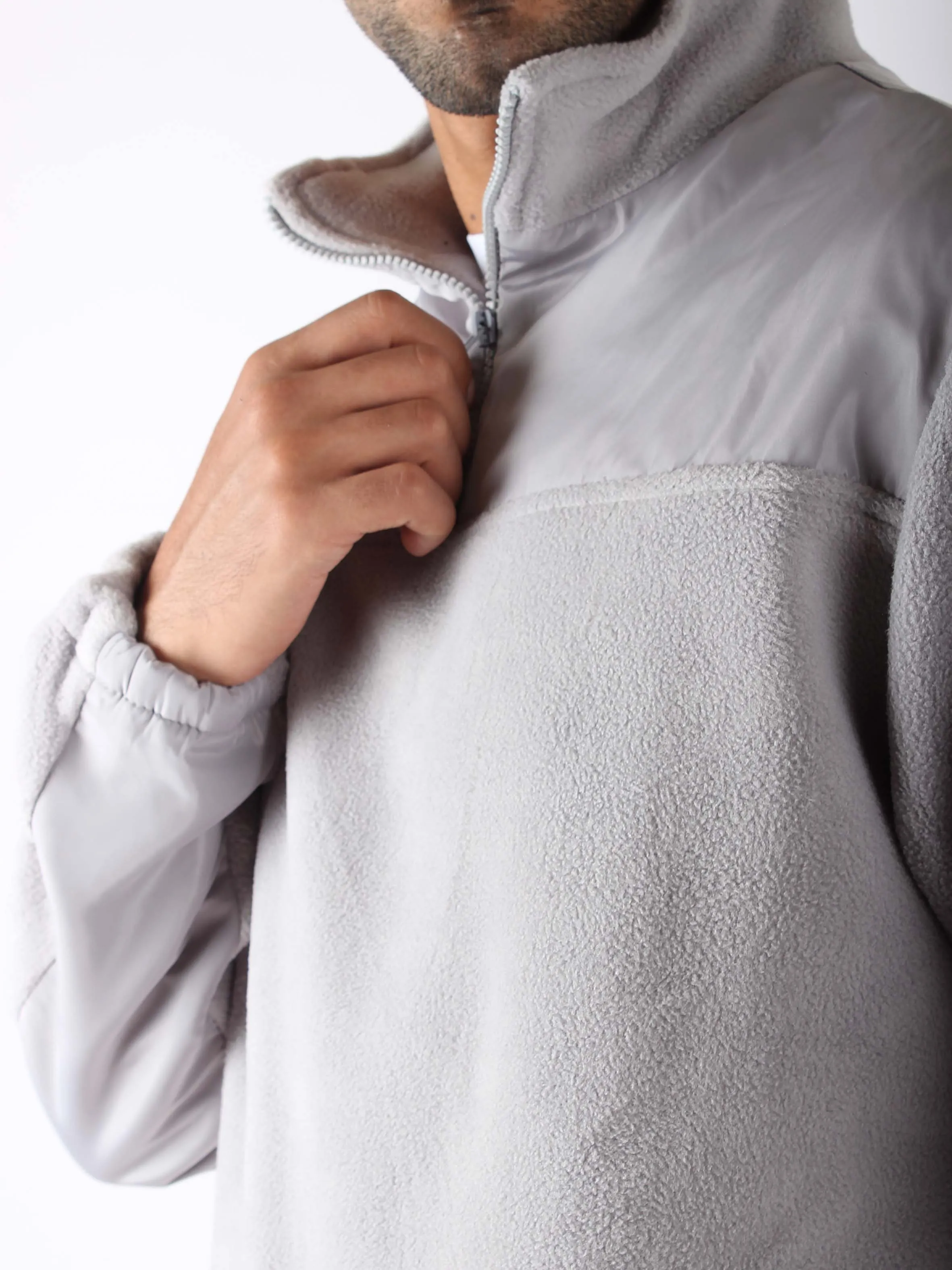 Polar Fleece Sweater Quarter Zip - Men - Gray