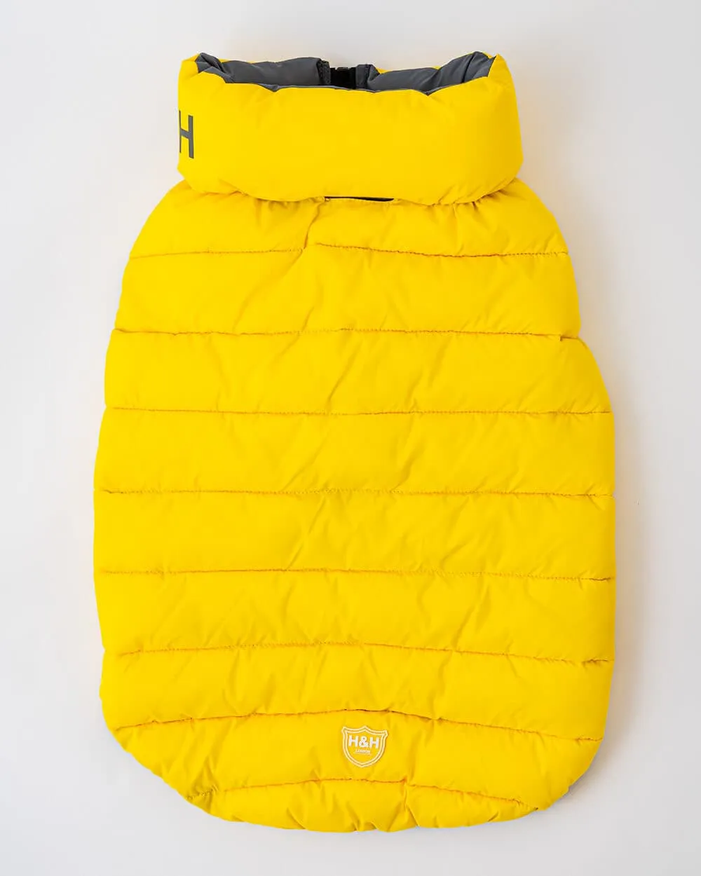 Reversible Dog Puffer Jacket - Yellow and Grey