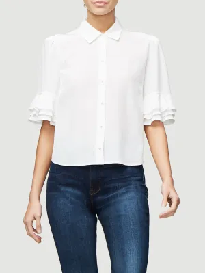 Ruffle Sleeve Top -- Blanc