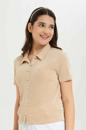 Senior Girls Beige Knitted Shirt