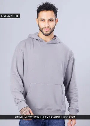 Solid Men Drop Shoulder Premium Terry Hoodie - Ash Grey