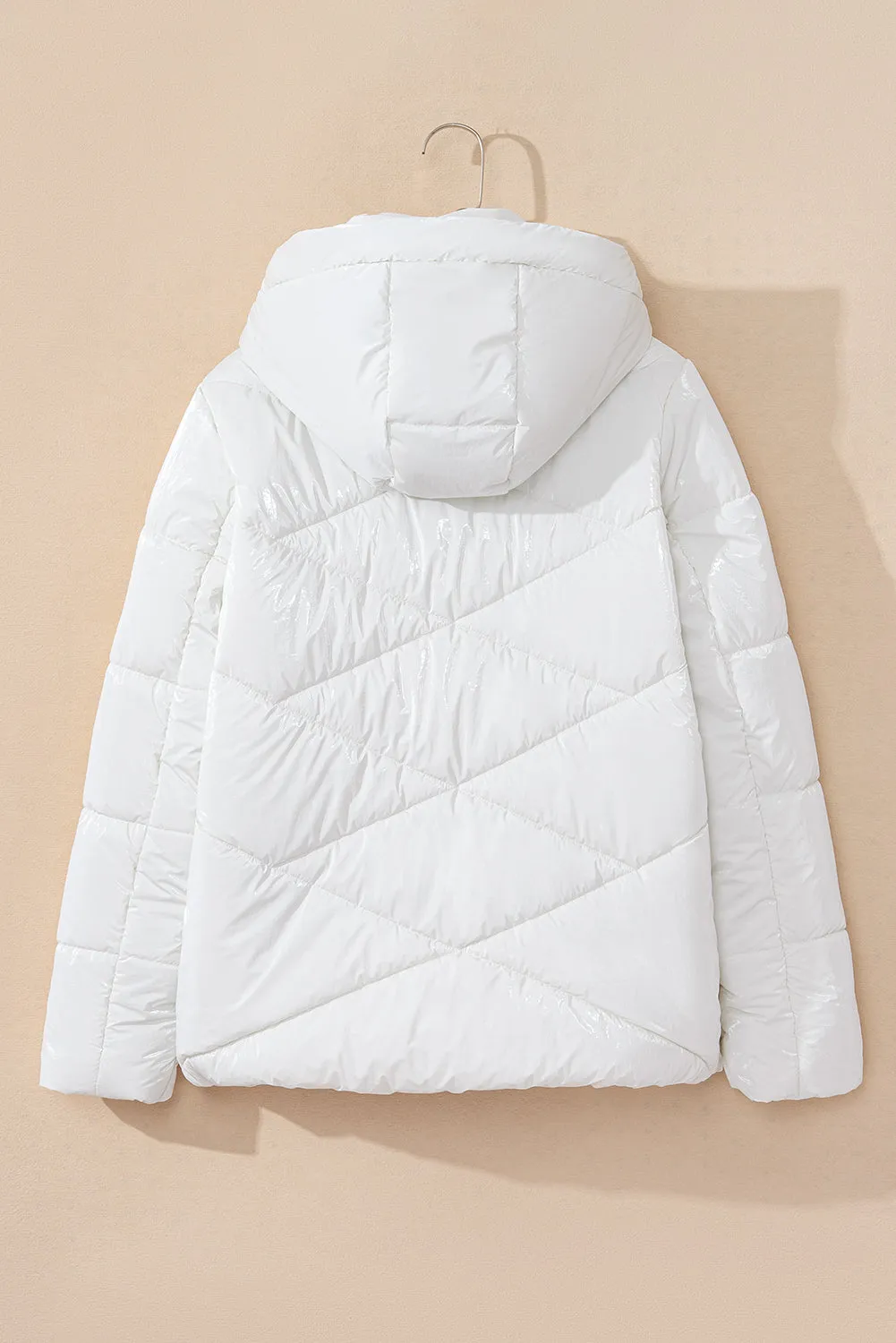 Solid Quilted Hooded Puffer Jacket