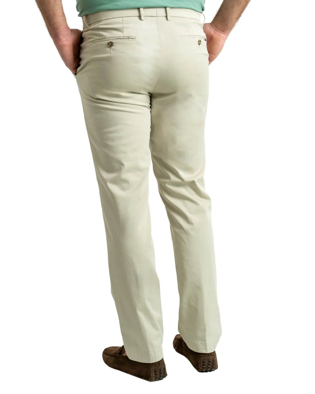 Stone Garment Washed Stretch Cotton Twill Trousers