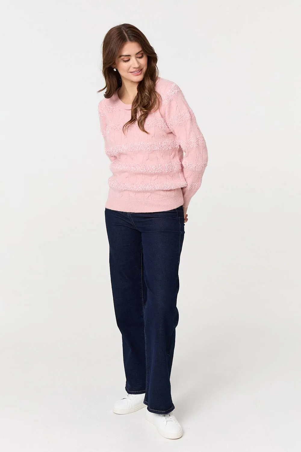 Textured Long Sleeve Knit Jumper