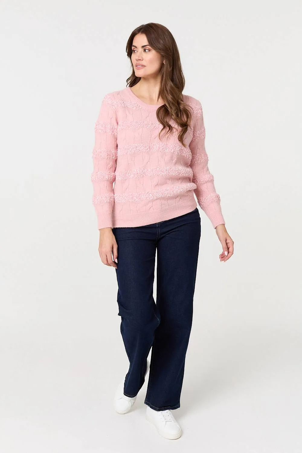 Textured Long Sleeve Knit Jumper