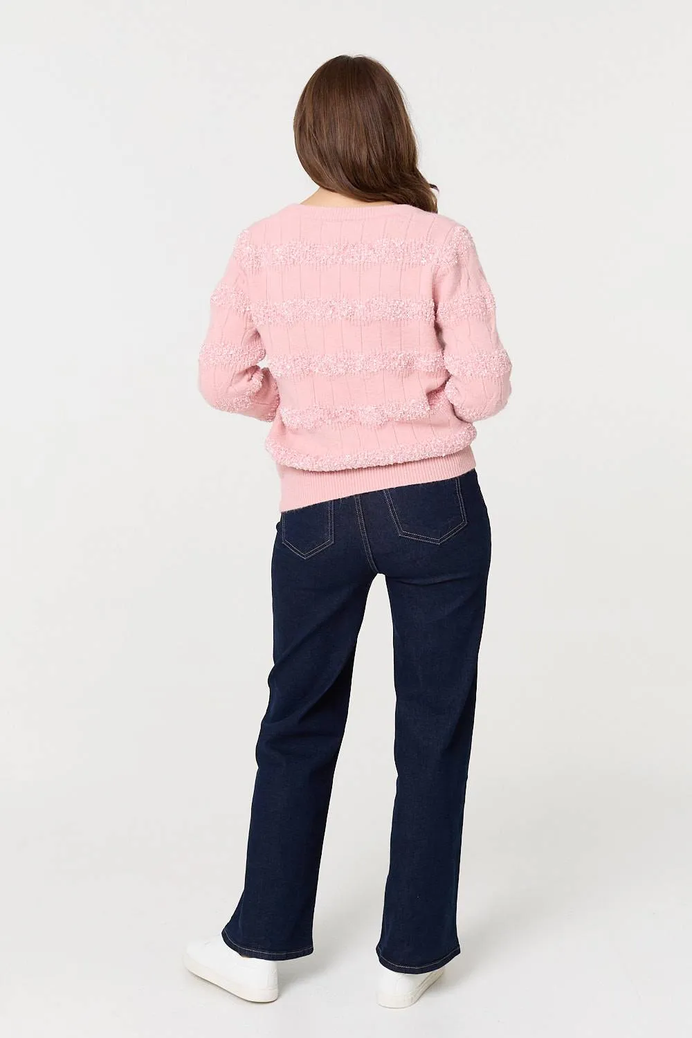 Textured Long Sleeve Knit Jumper