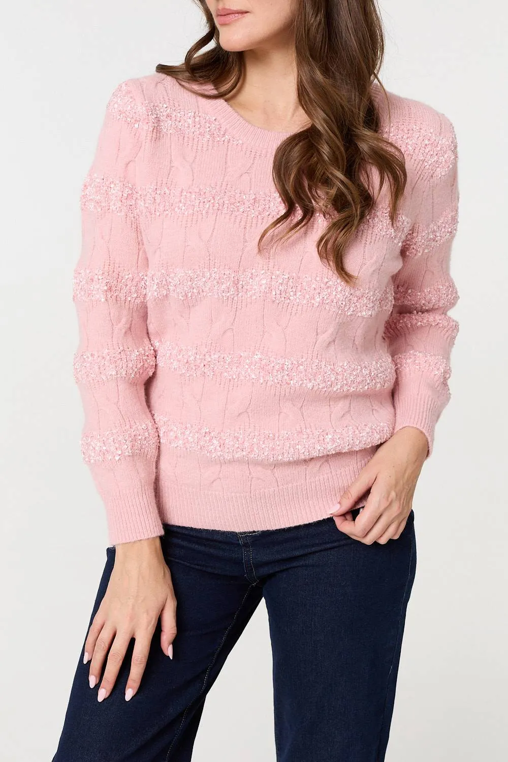 Textured Long Sleeve Knit Jumper