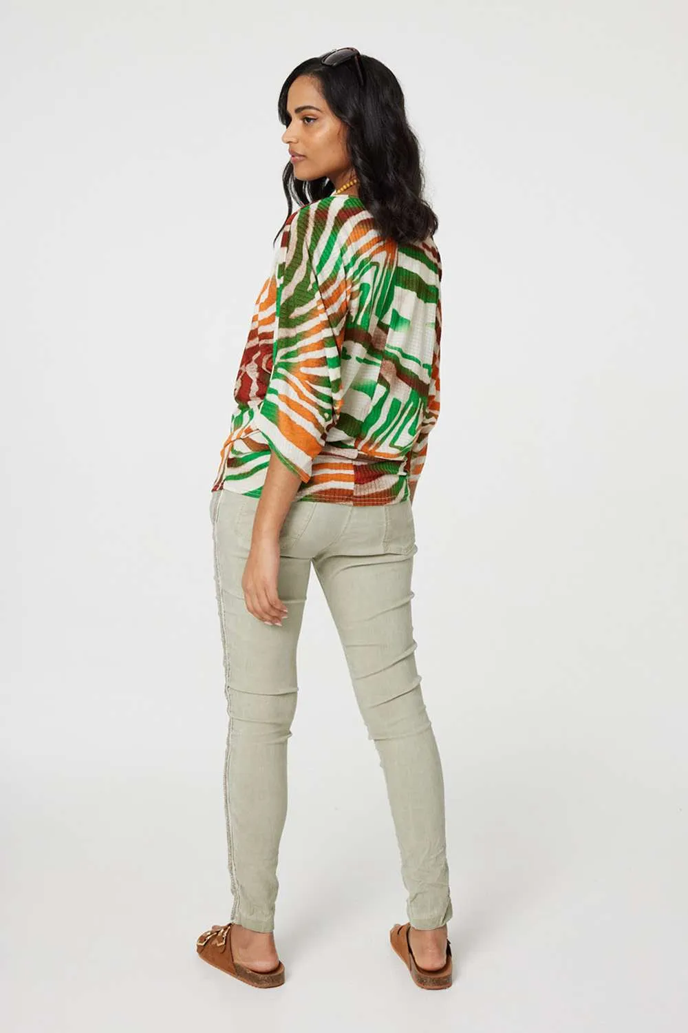 Zebra Print Loose Fit Batwing Top